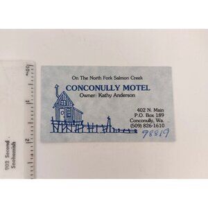 Vintage Conconully WA Motel Business Card Rustic Cabin Design Salmon Creek